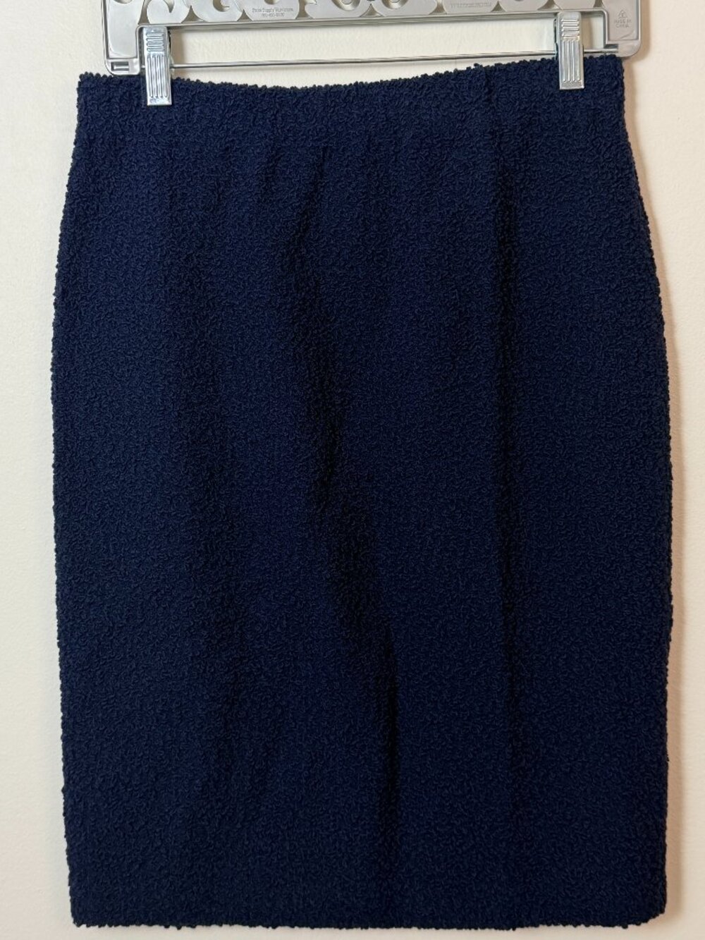 ST. JOHN COUTURE SANTA KNIT NUBBY PENCIL SKIRT NAVY 4
